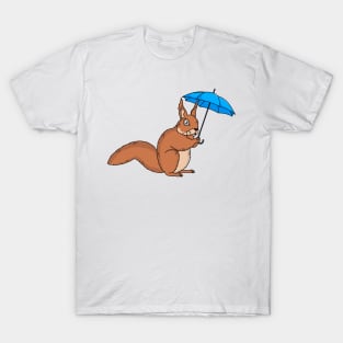Cute red squirrel with umbrella cartoon T-Shirt